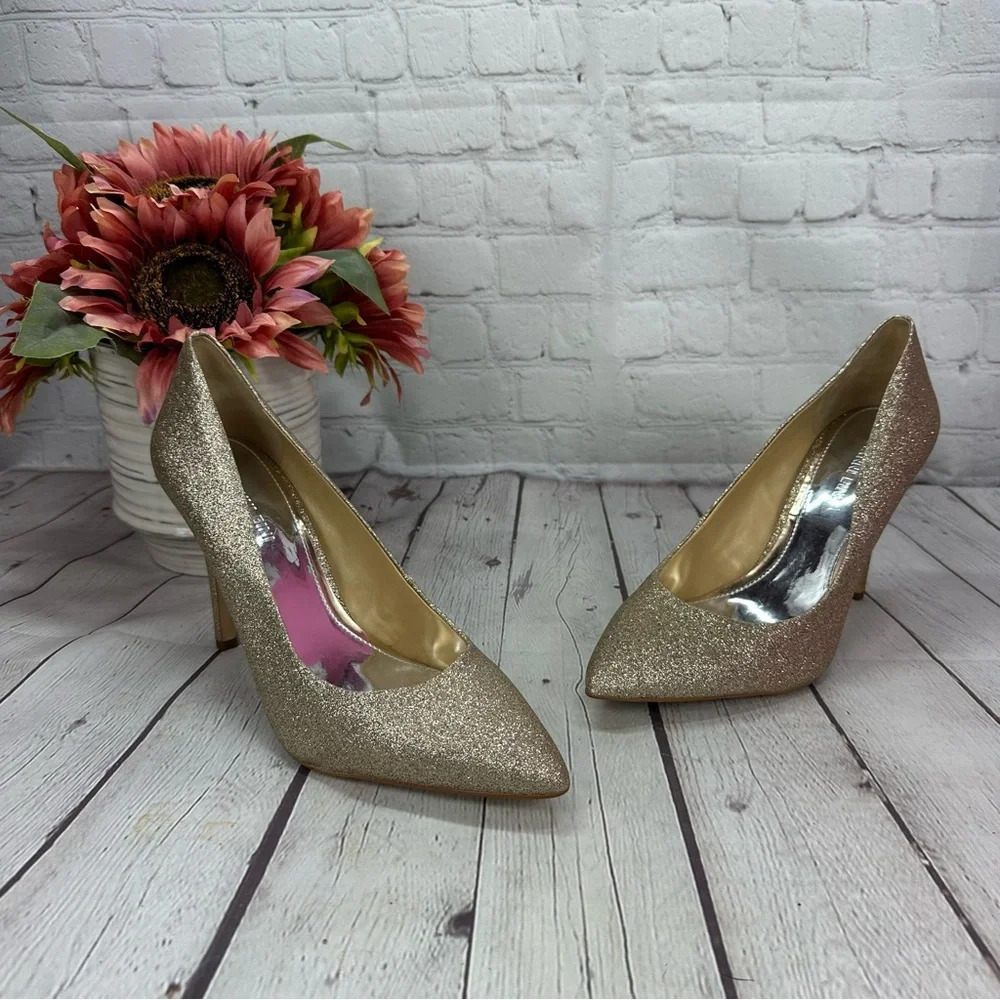 gianni bini gold glitter high heel pump size 9 formal prom bridal